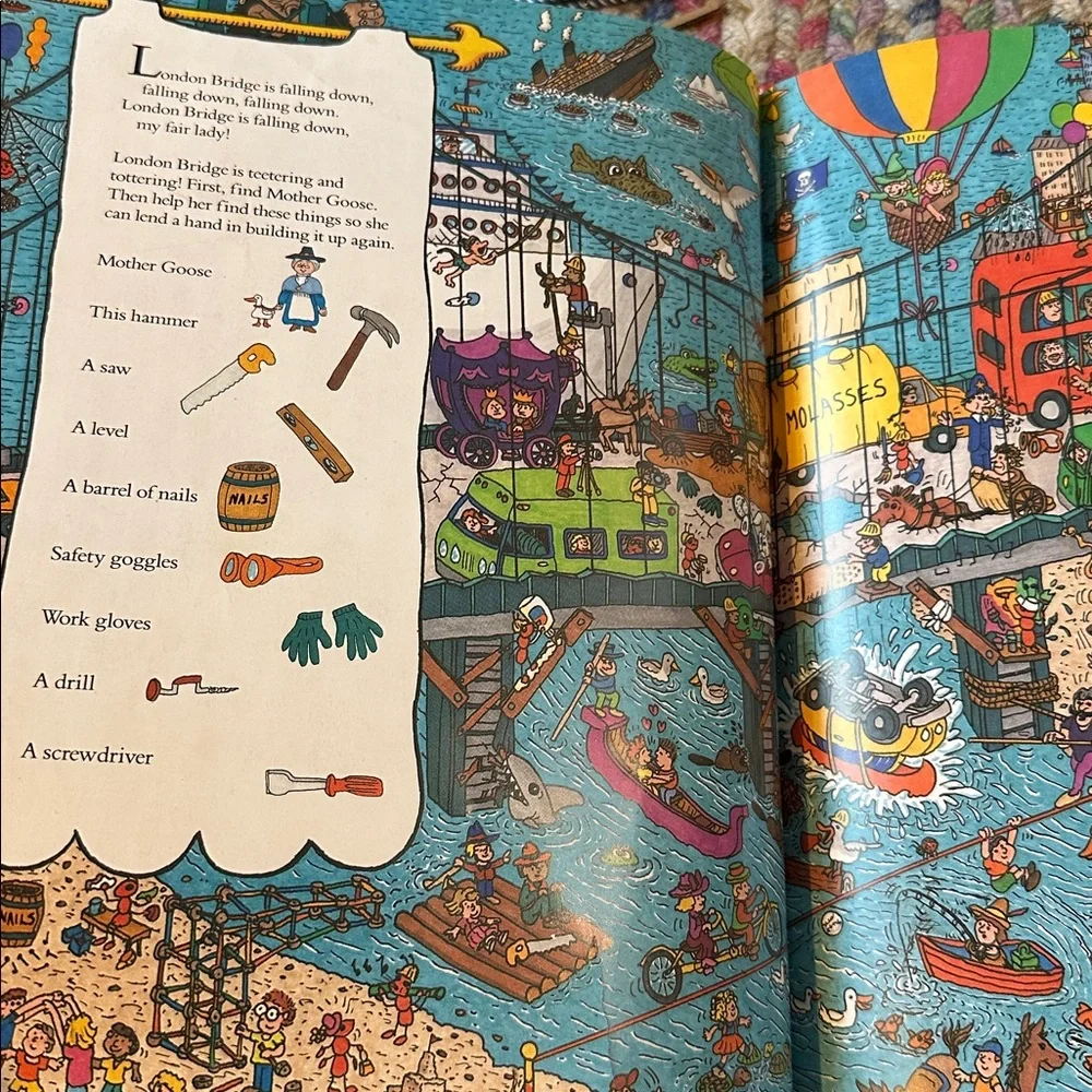 Vintage 1992 Look and Find Mother Goose Nursery Rhyme Hardcover Book
